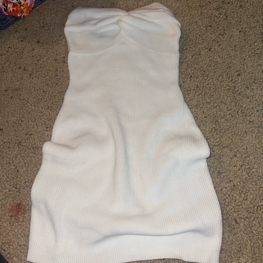 White Strapless beach coverup